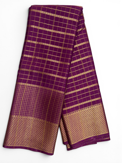 Premium Crepe Silk Self Onion Pink Chex Saree (SMI6941_11)