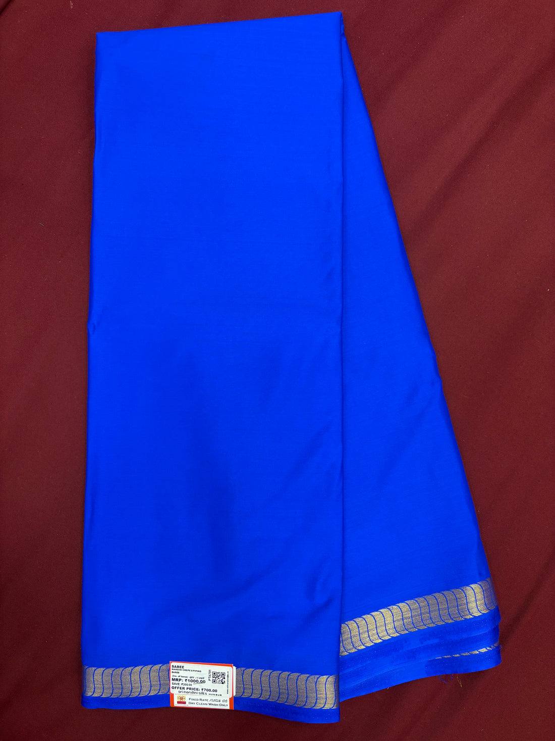 Royal Blue SS S/B Semi Crepe Silk Saree (PT4790)