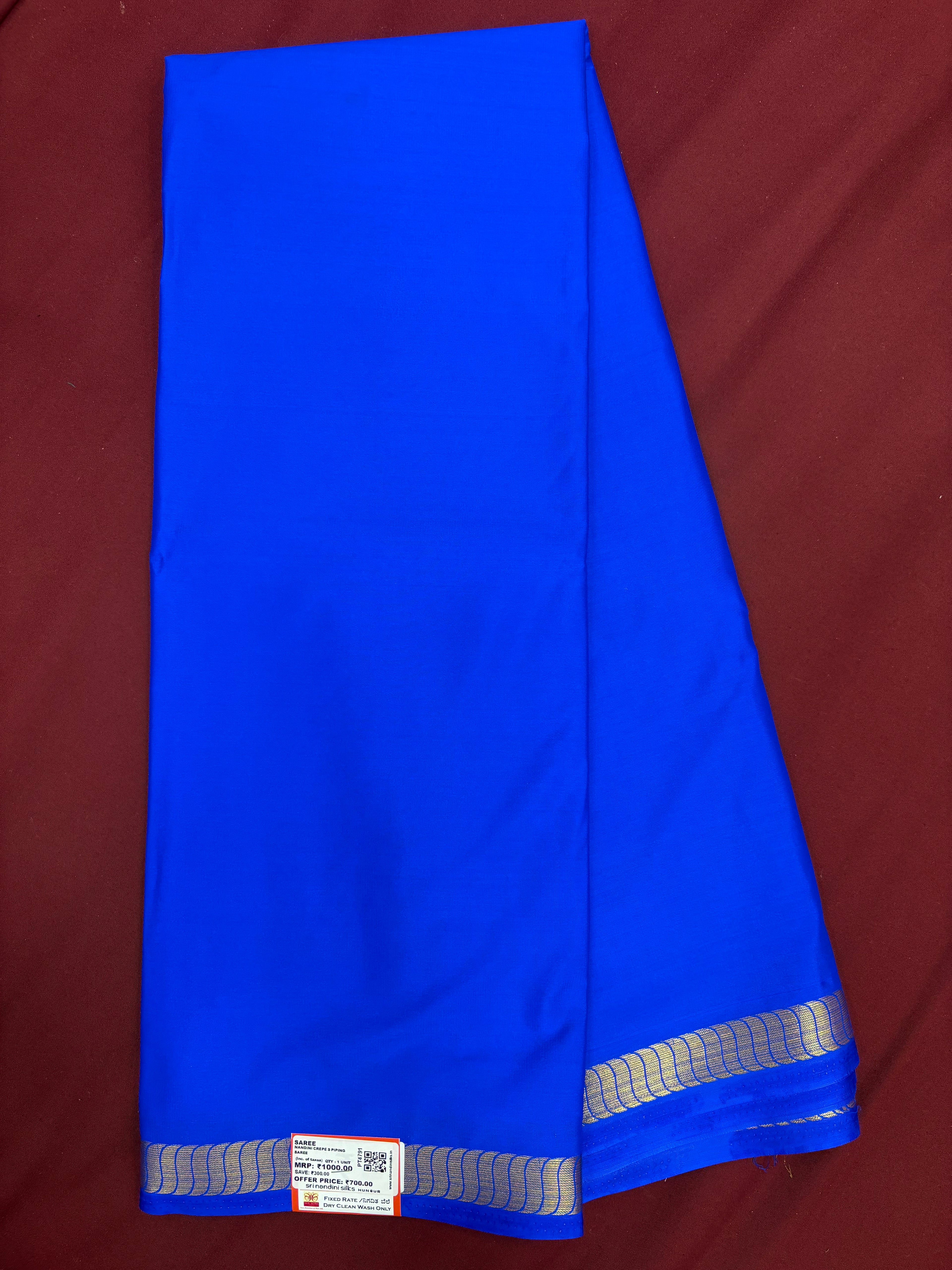 Royal Blue SS S/B Semi Crepe Silk Saree (PT4790)