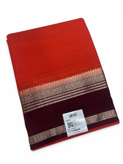Nandini Silk Rust Orange &amp; Brown Crape Saree (NHM7070)