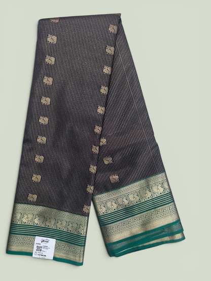 Nandini Silk Soft Kanchi Small Chex Navy Blue Saree (NHM8066)