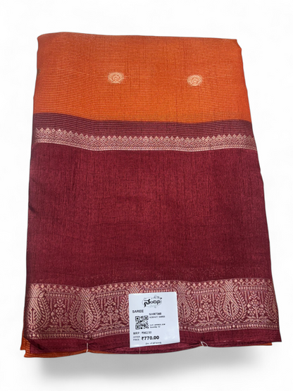 Trending Rust &amp; Maroon Fancy Saree (NHM7048)