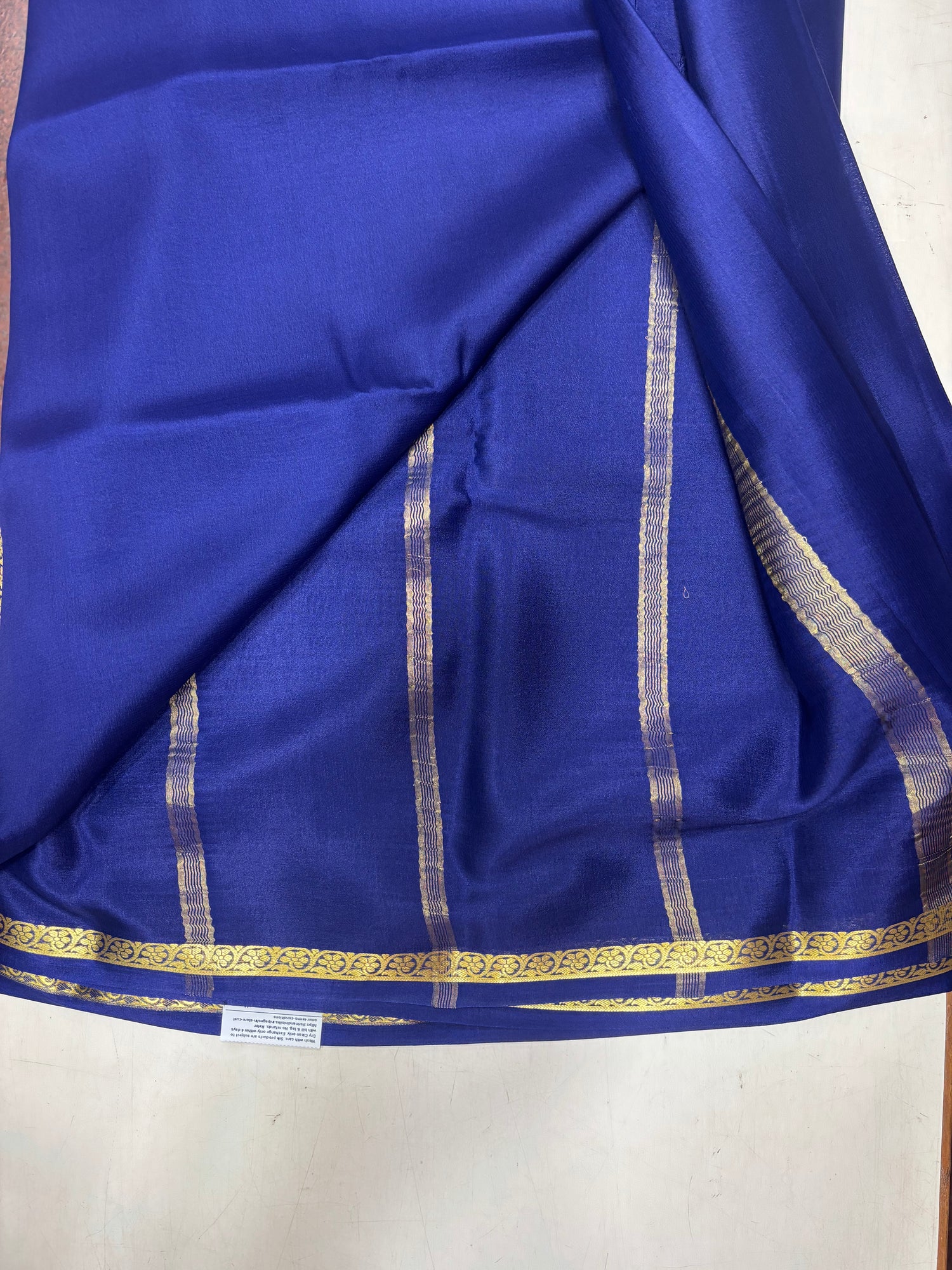 Pure Crepe Silk Saree with Ornate Border w/  Silk Mark