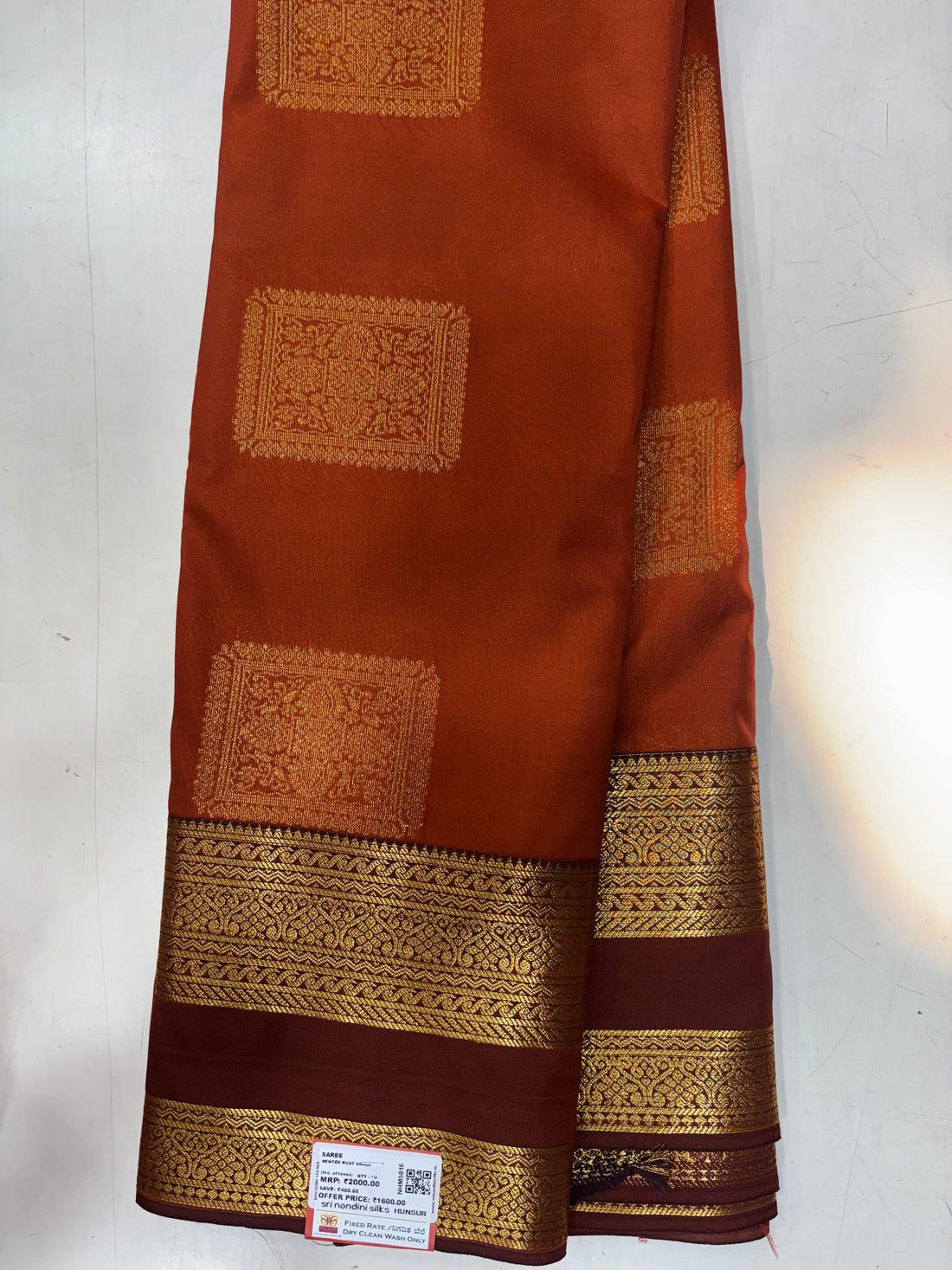 Trending Rust Orange and Brown Kanchi Semi Silk Saree (NHM5816)
