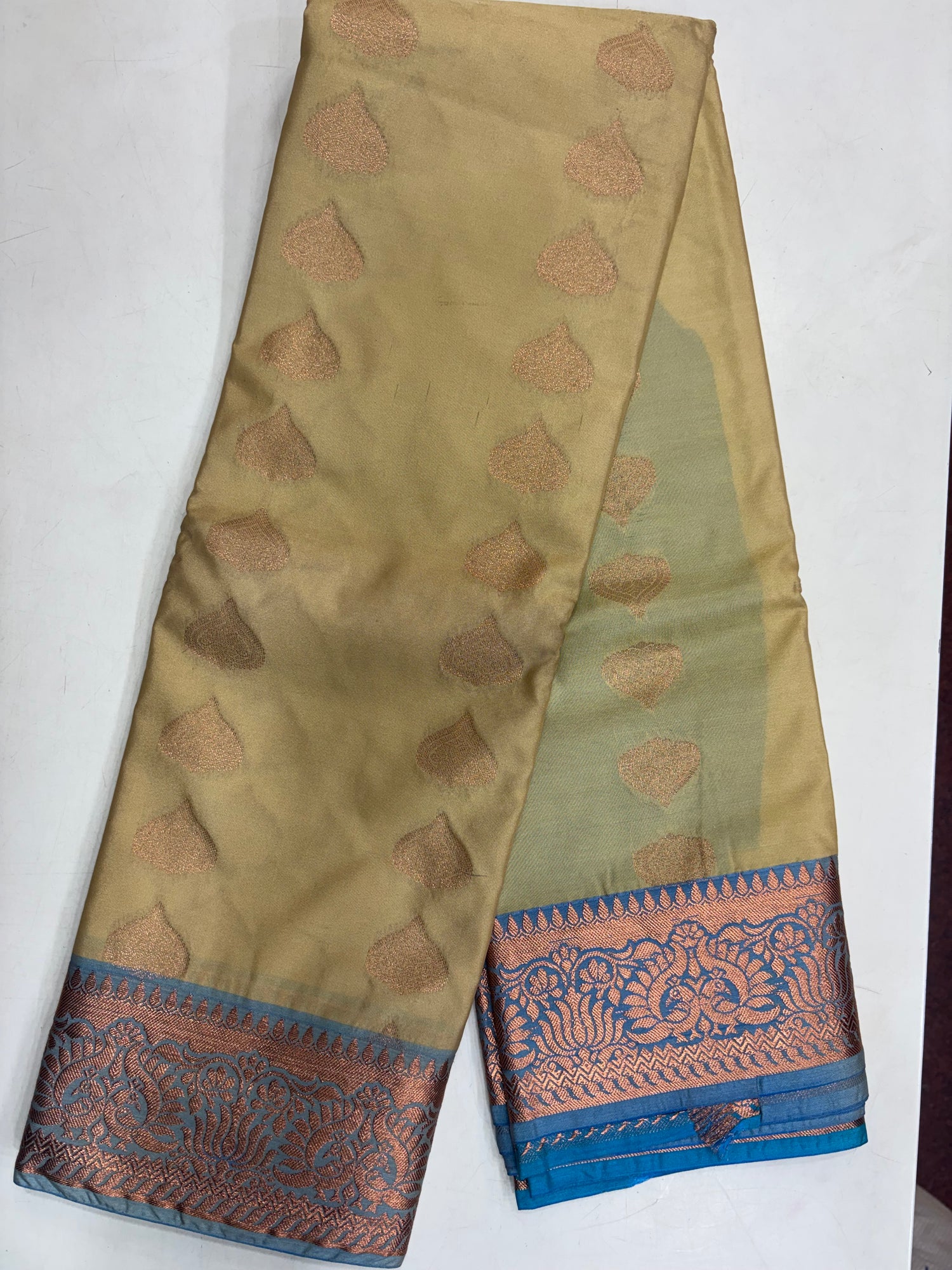 Nandini Silk Dark Cream Semi Silk Saree (SMS5984)