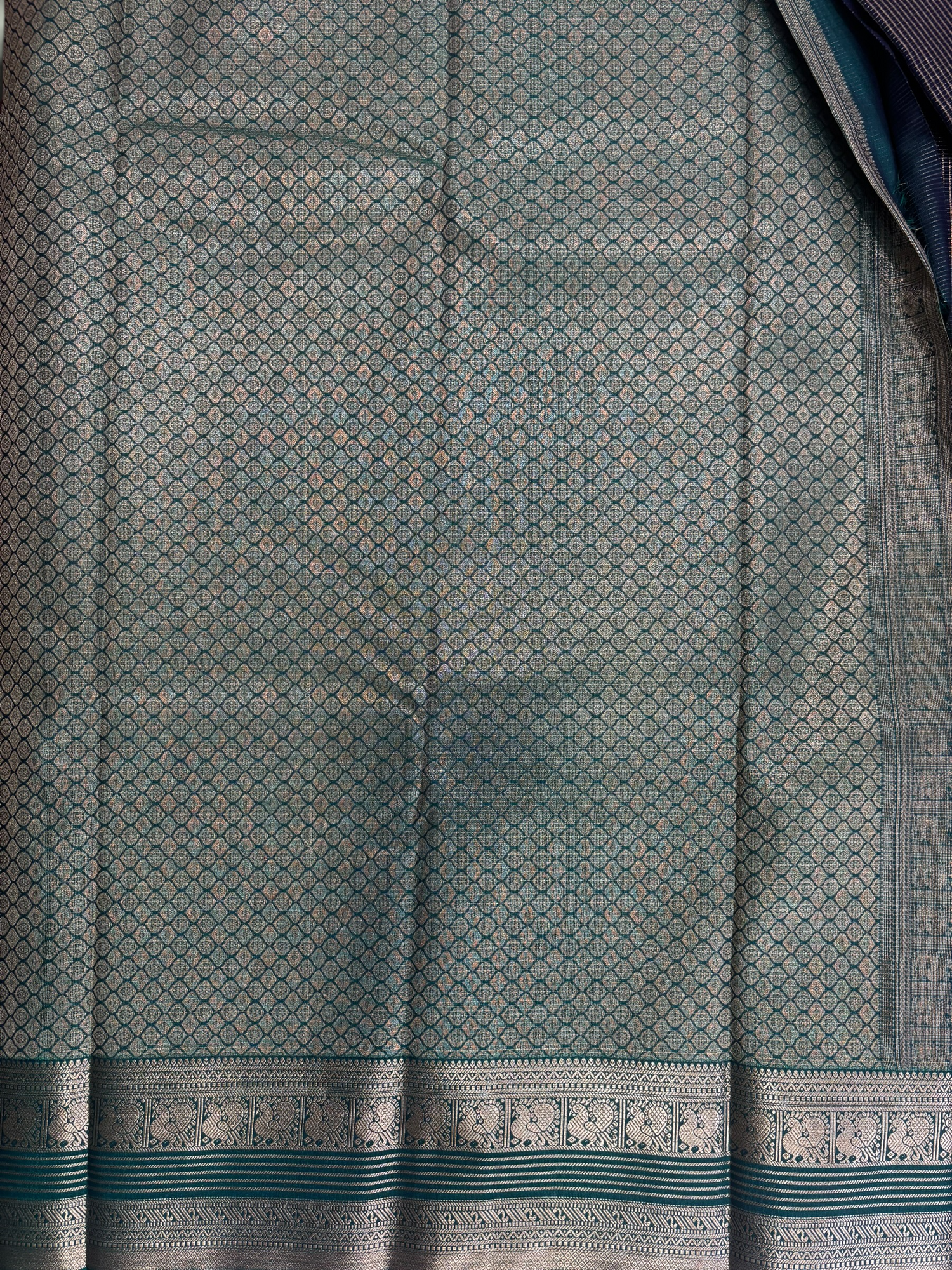 Nandini Silk Soft Kanchi Small Chex Navy Blue Saree (NHM8066)