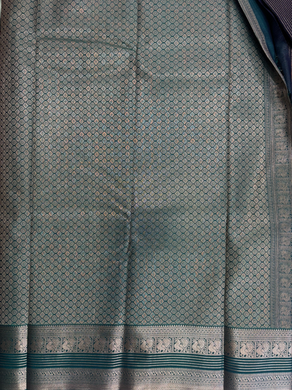 Nandini Silk Soft Kanchi Small Chex Navy Blue Saree (NHM8066)