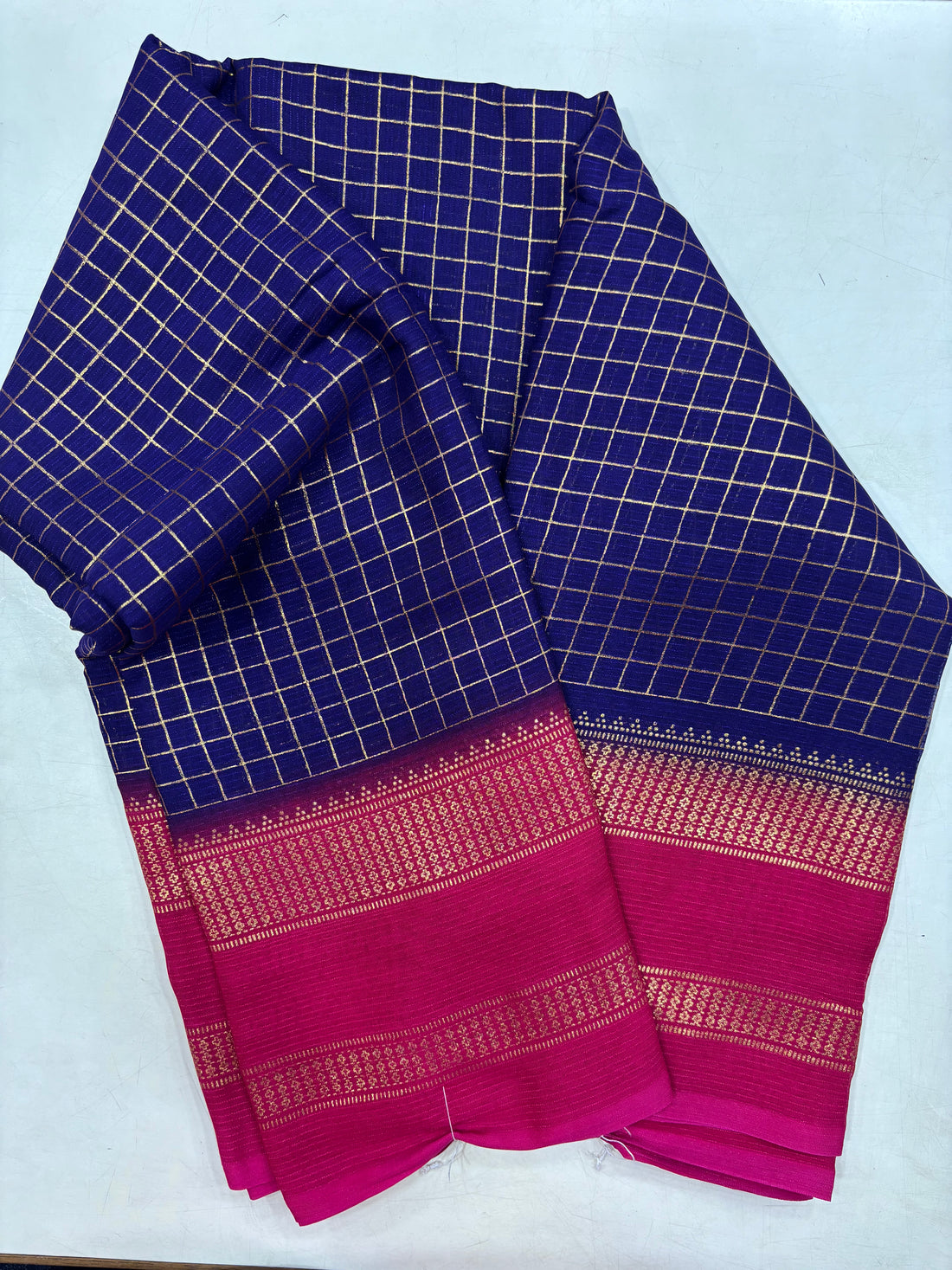Mysore Foil Printed Navy Blue Fancy Saree (NHM5173)