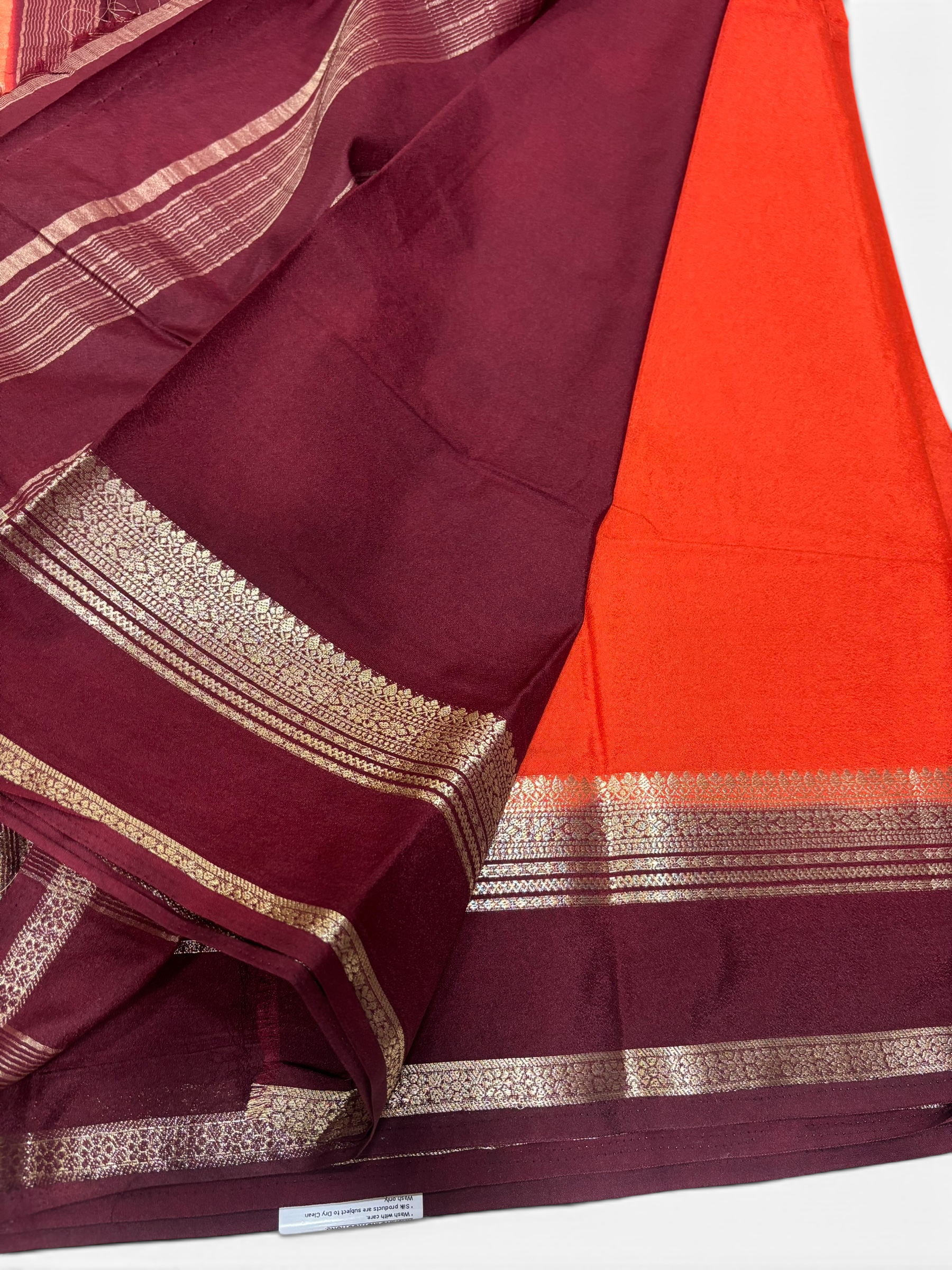 Nandini Silk Rust Orange &amp; Brown Crape Saree (NHM7070)