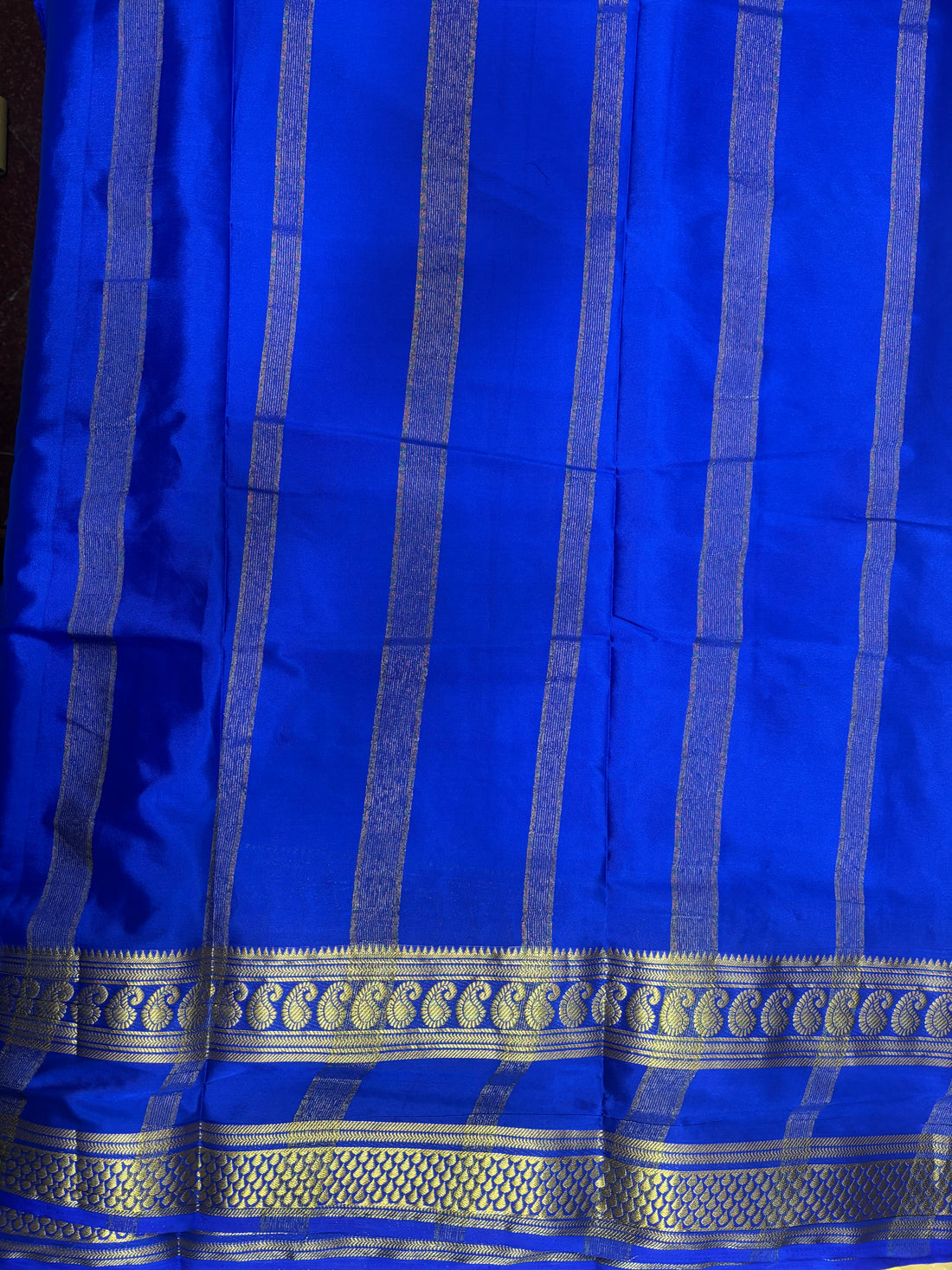 Premium Crepe Royal Blue Bentex Mango Border Semi Silk Saree (NHM4789)
