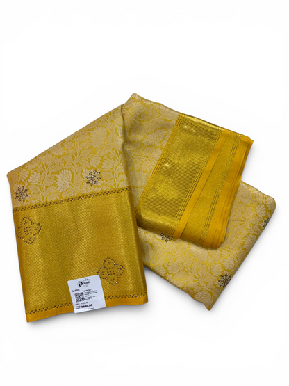 Trending Golden Soft w/ Stone Saree (NHM7047)