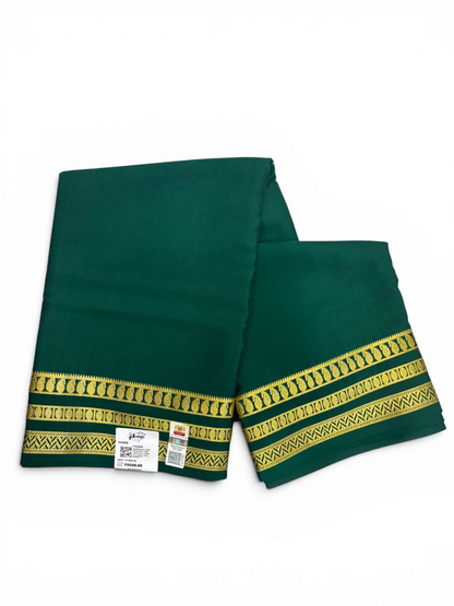 Pure Crepe Silk Green Self Saree w/  Silk Mark (PSE6959)