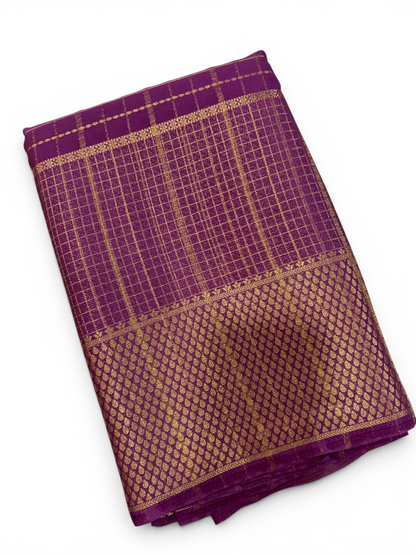 Premium Crepe Silk Self Onion Pink Chex Saree (SMI6941_11)