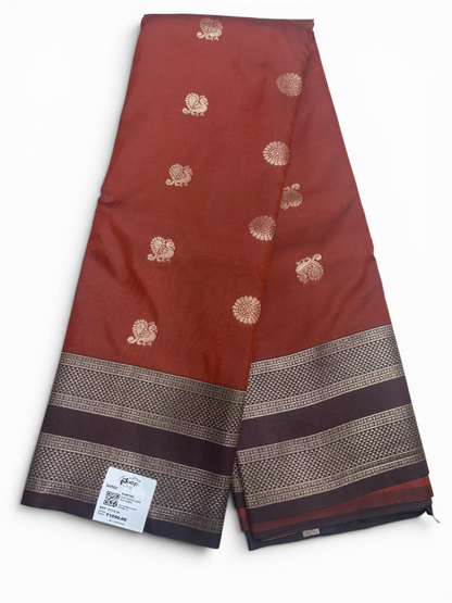 Rust &amp; Brow Bentex Border Kubera Silk Saree (NHM7054)