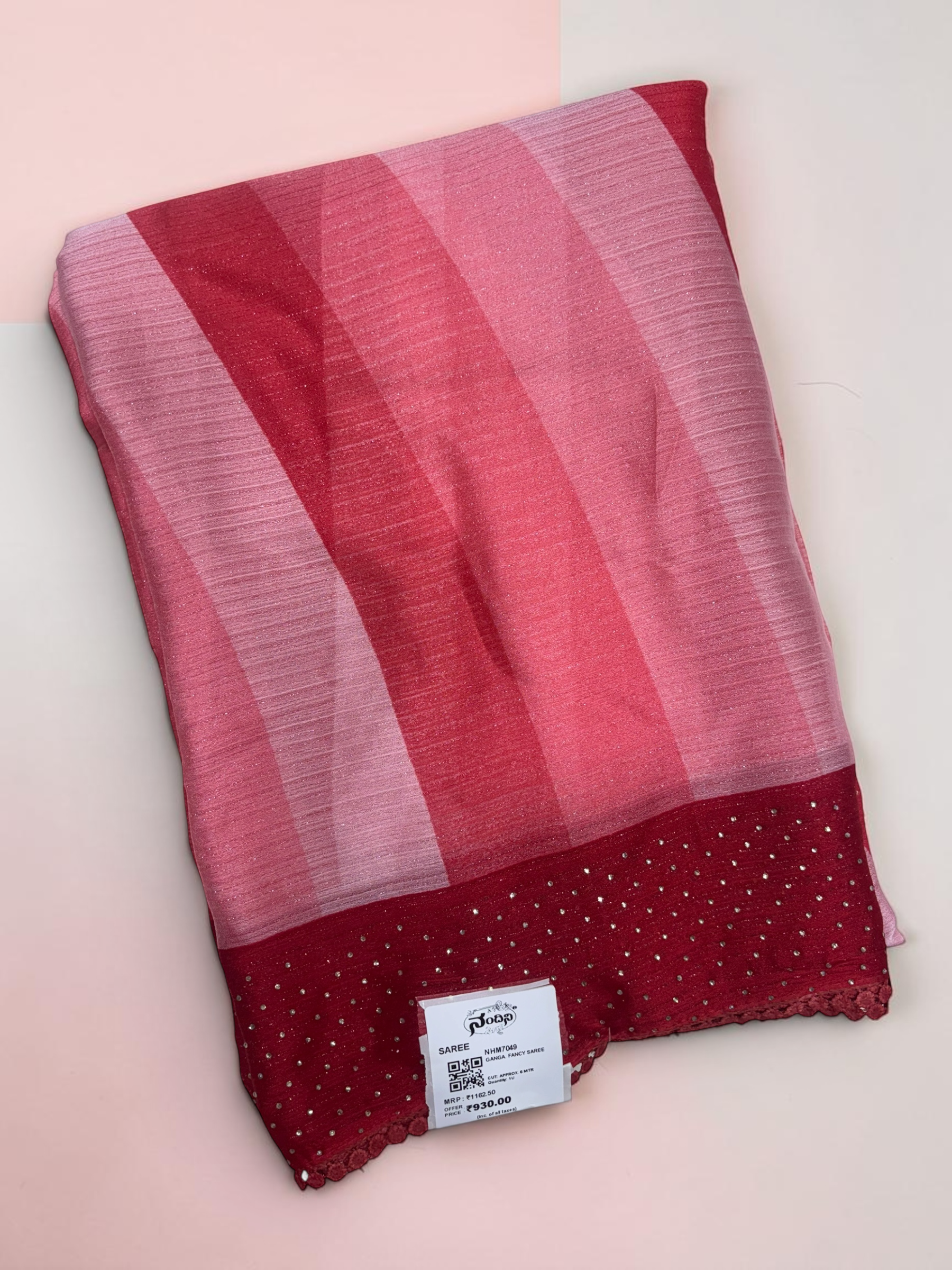 Red &amp; Pink Fancy Saree (NHM7049)