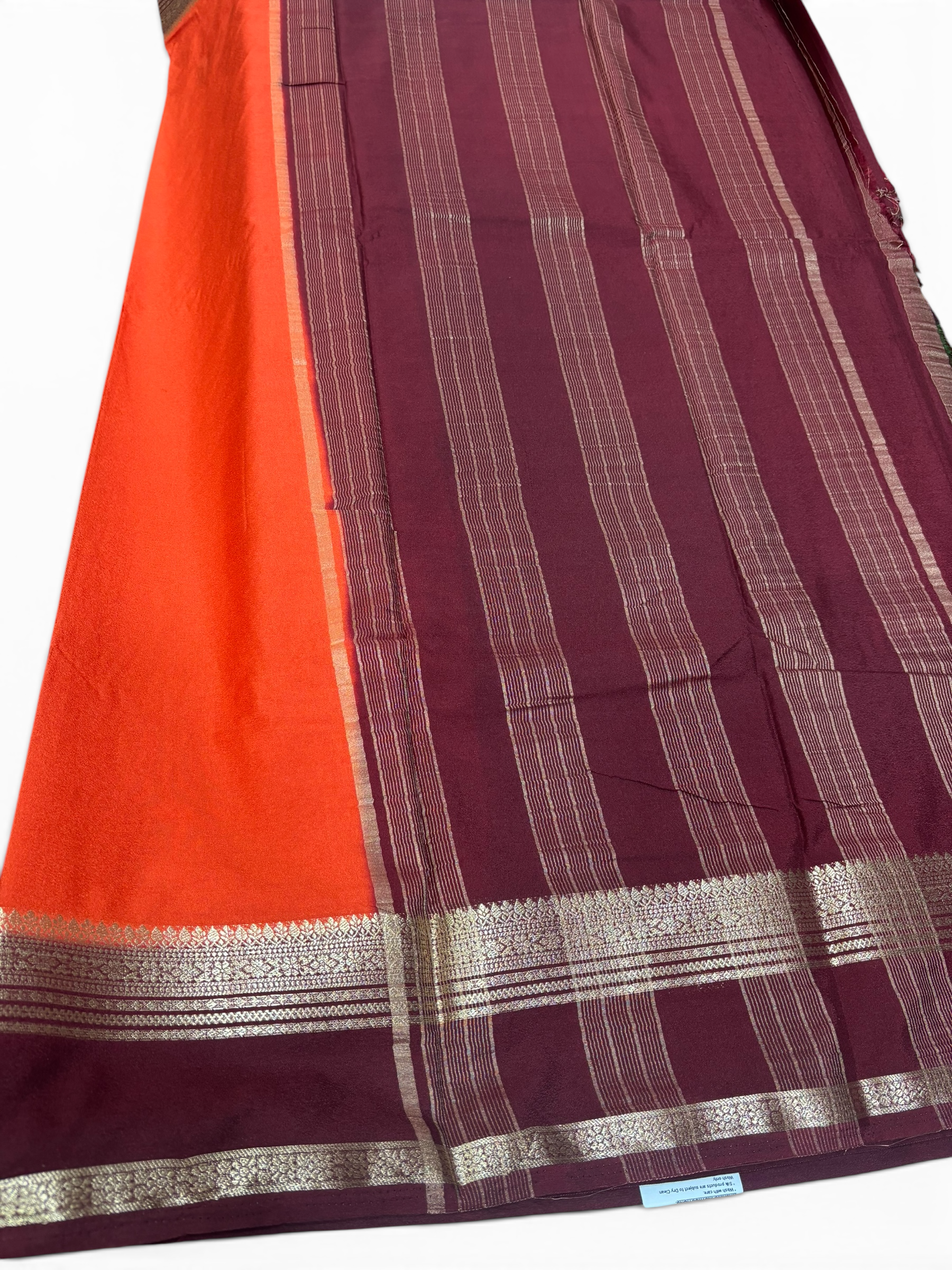 Nandini Silk Rust Orange &amp; Brown Crape Saree (NHM7070)