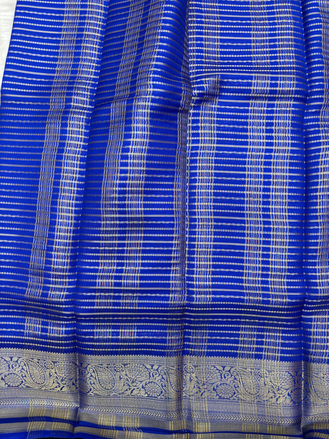 Royal Blue H Lines Semi Crepe Silk Saree (PT4393)