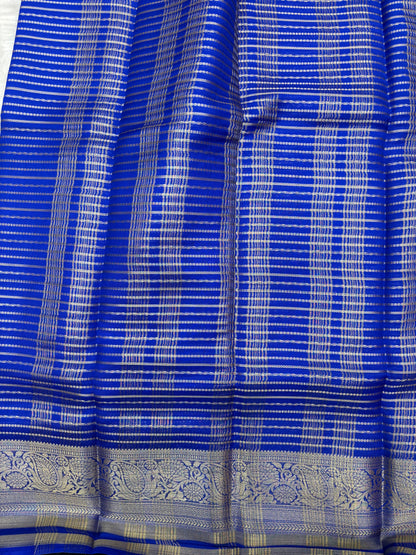 Royal Blue H Lines Semi Crepe Silk Saree (PT4393)