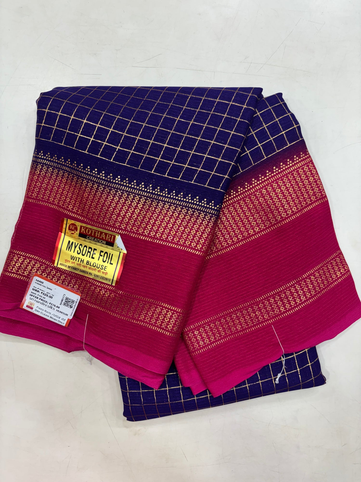 Mysore Foil Printed Navy Blue Fancy Saree (NHM5173)