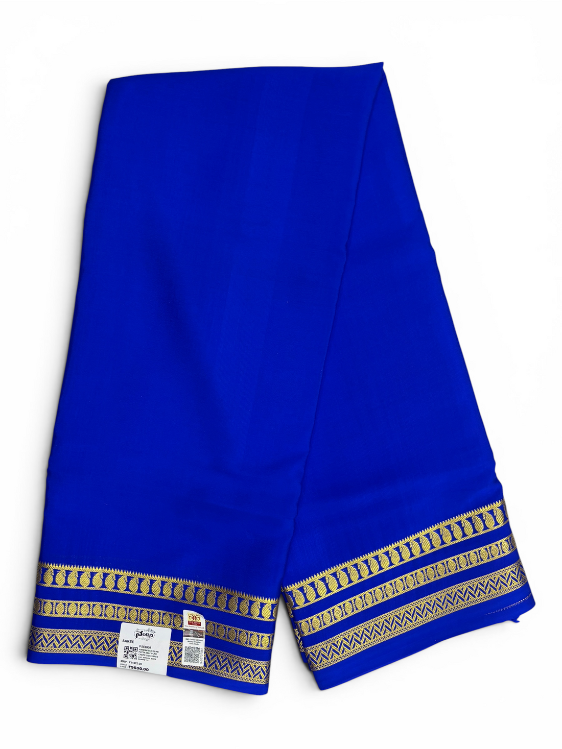 Pure Crepe Silk Royal Blue Self Saree w/  Silk Mark (PSE6959)