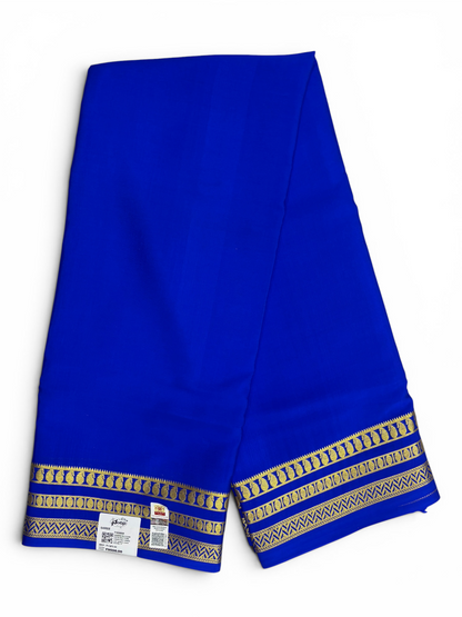 Pure Crepe Silk Royal Blue Self Saree w/  Silk Mark (PSE6959)