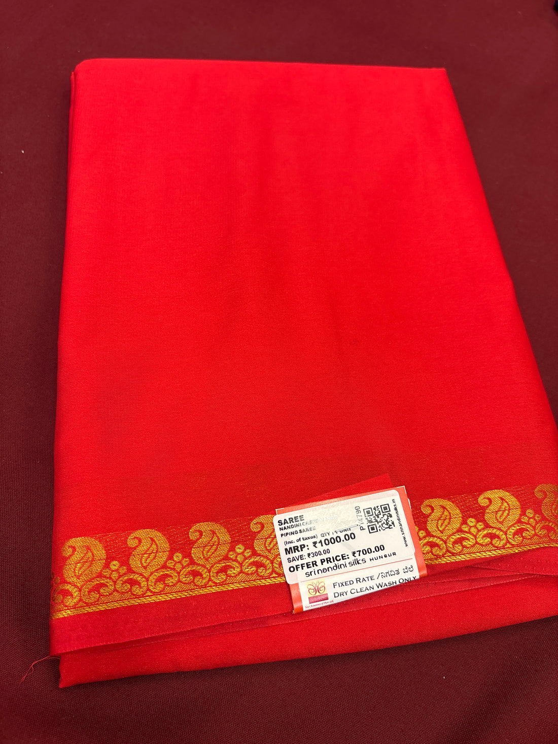 Rust Red Mango S/B Semi Crepe Silk Saree (PT4790)