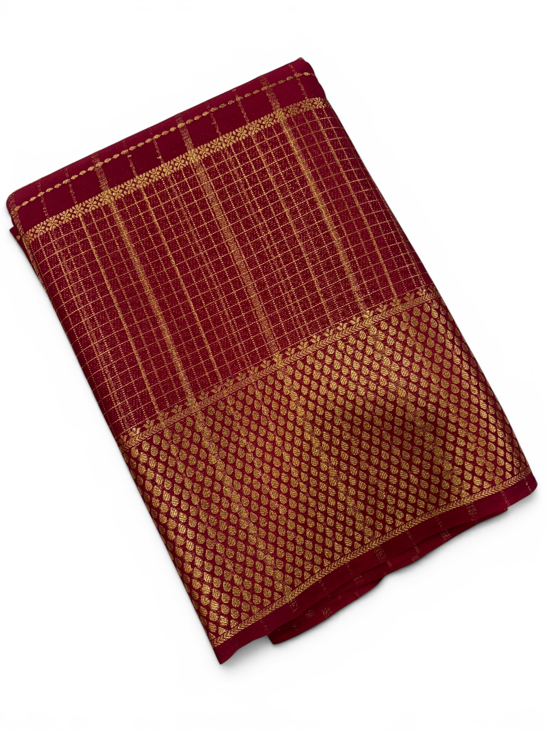 Premium Crepe Silk Self Maroon Chex Saree (SMI6941_6)