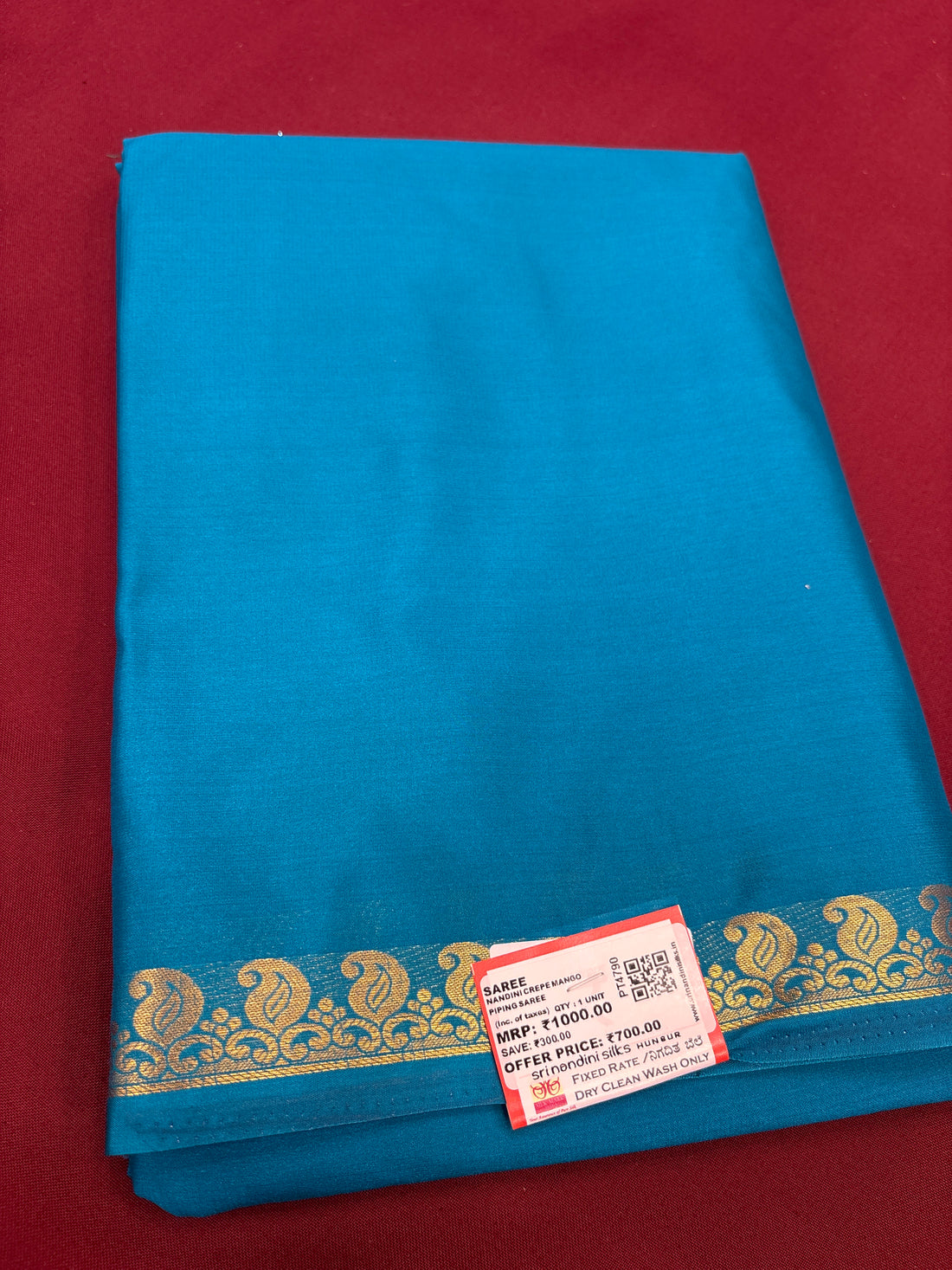 Teal Green Mango S/B Semi Crepe Silk Saree (PT4790)