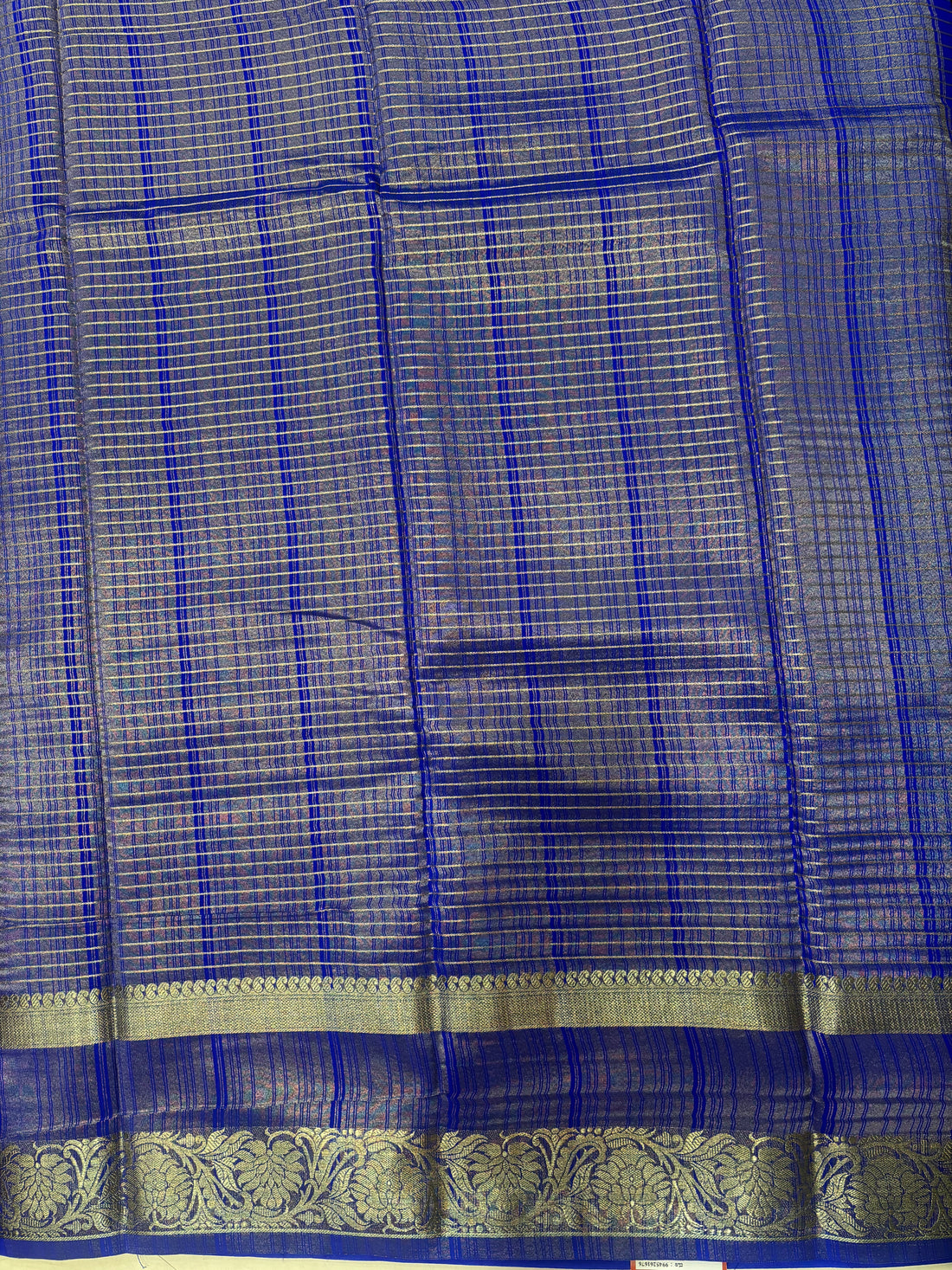 Royal Blue Horizontal Lines Semi Crepe Silk Saree (PT4978)