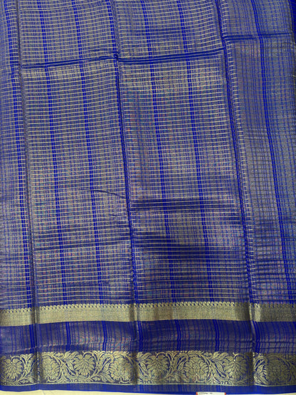Royal Blue Horizontal Lines Semi Crepe Silk Saree (PT4978)