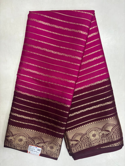 Kadambari Fancy Horizontal Lines Semi Crepe Silk Saree (PT5347-2)