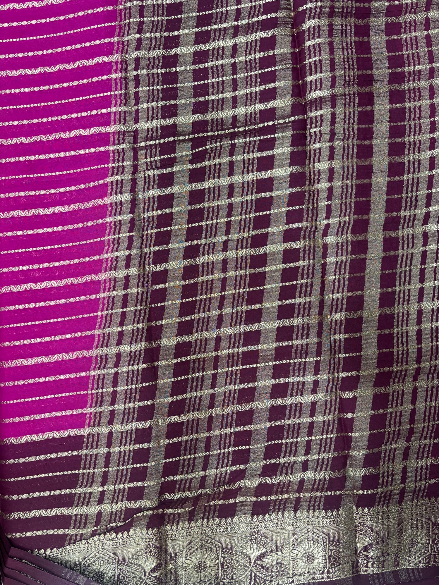 Kadambari Fancy Horizontal Lines Semi Crepe Silk Saree (PT5347-2)