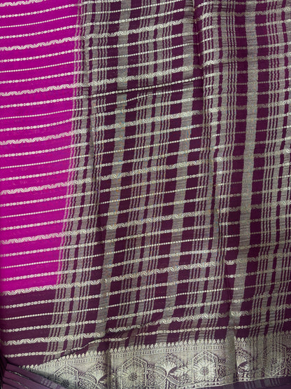 Kadambari Fancy Horizontal Lines Semi Crepe Silk Saree (PT5347-2)