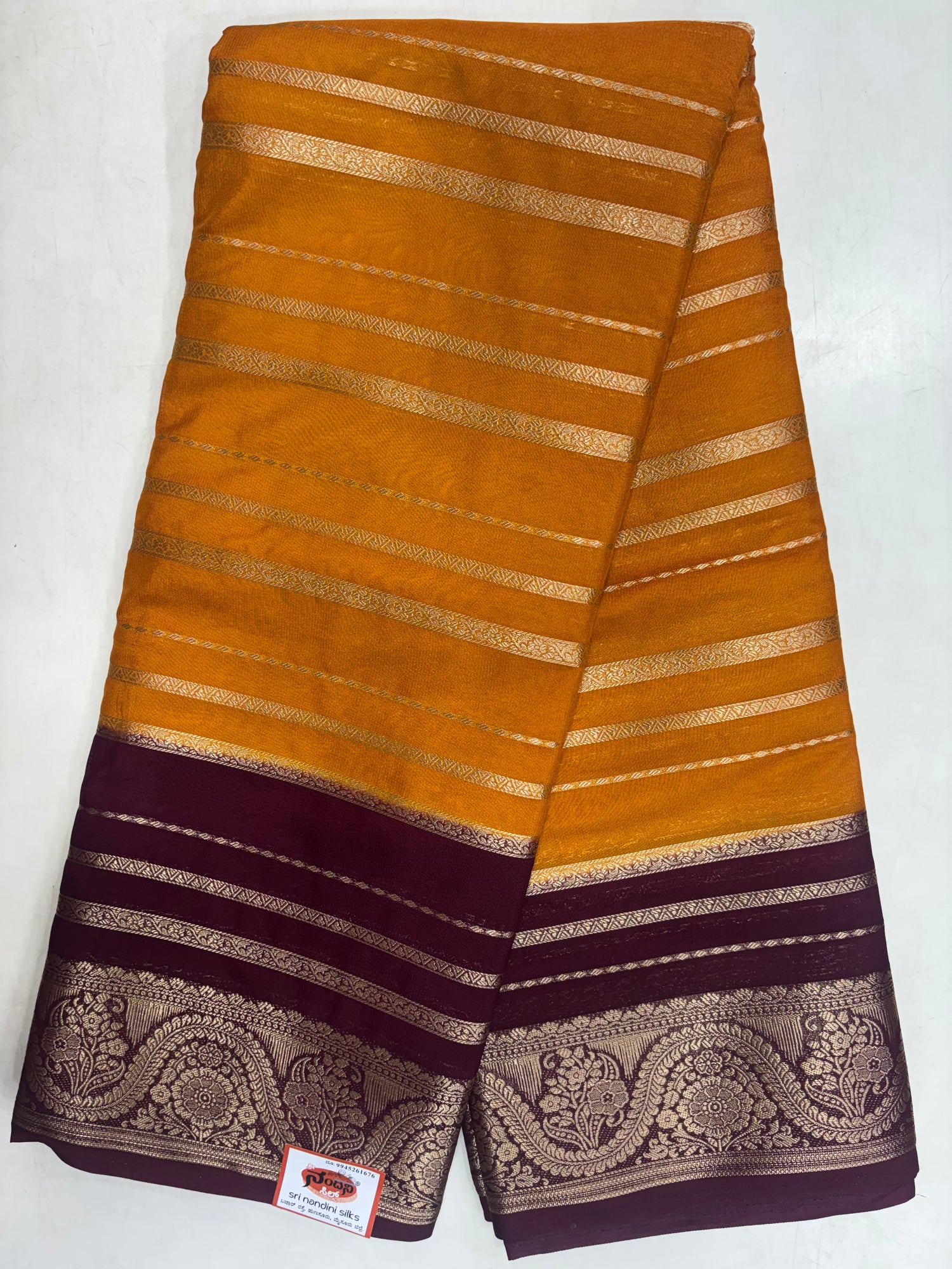 Kadambari Fancy Horizontal Lines Semi Crepe Silk Saree (PT5347-3)