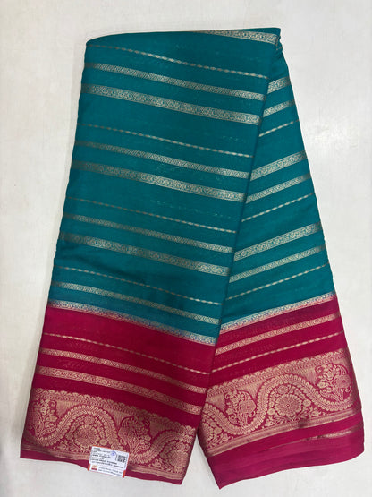 Kadambari Fancy Horizontal Lines Semi Crepe Silk Saree (PT5347-4)