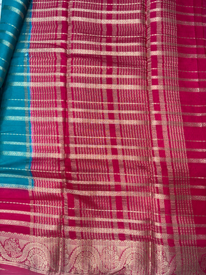 Kadambari Fancy Horizontal Lines Semi Crepe Silk Saree (PT5347-4)