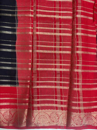 Kadambari Fancy Horizontal Lines Semi Crepe Silk Saree (PT5347-5)