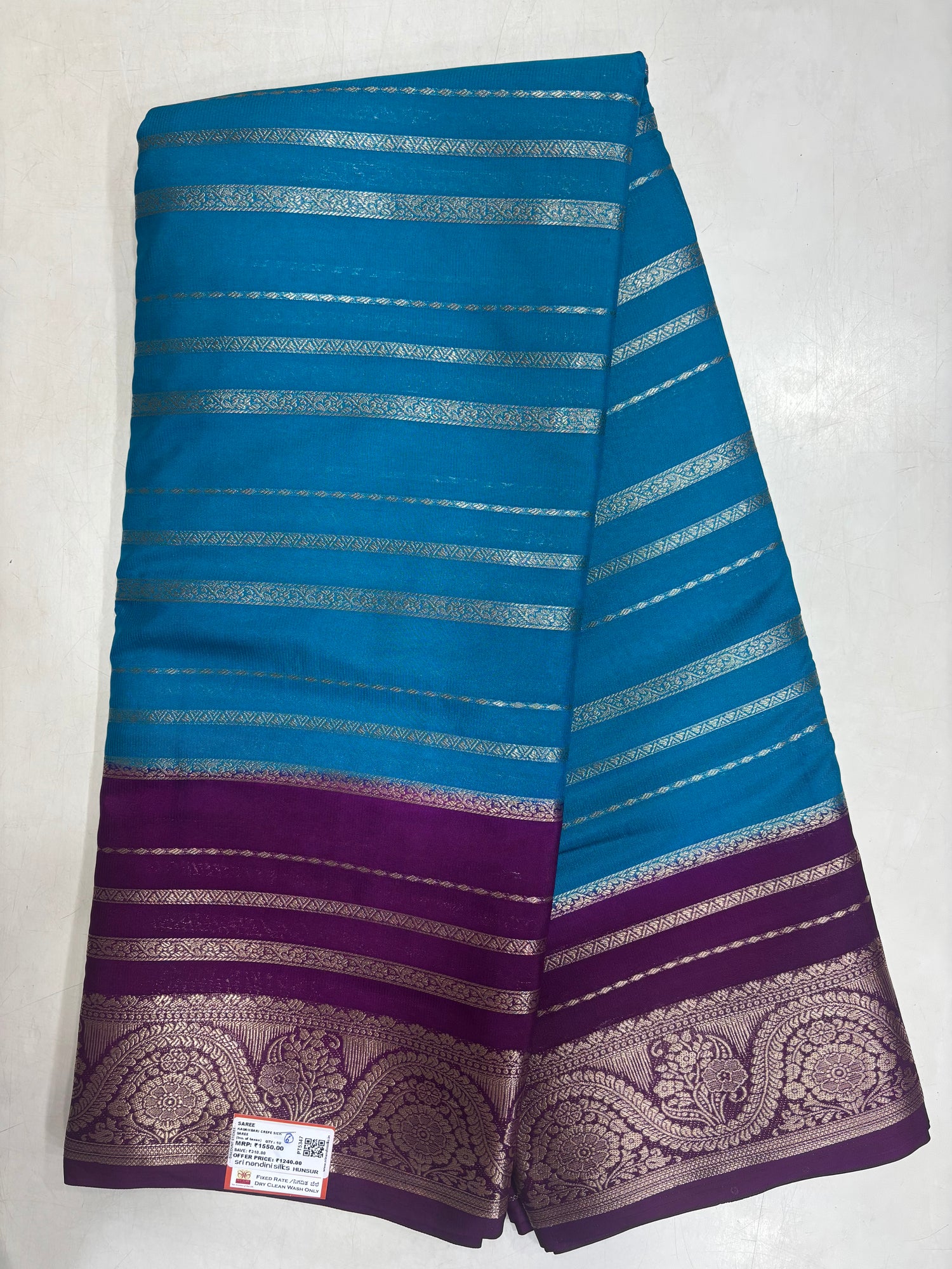 Kadambari Fancy Horizontal Lines Semi Crepe Silk Saree (PT5347-6)