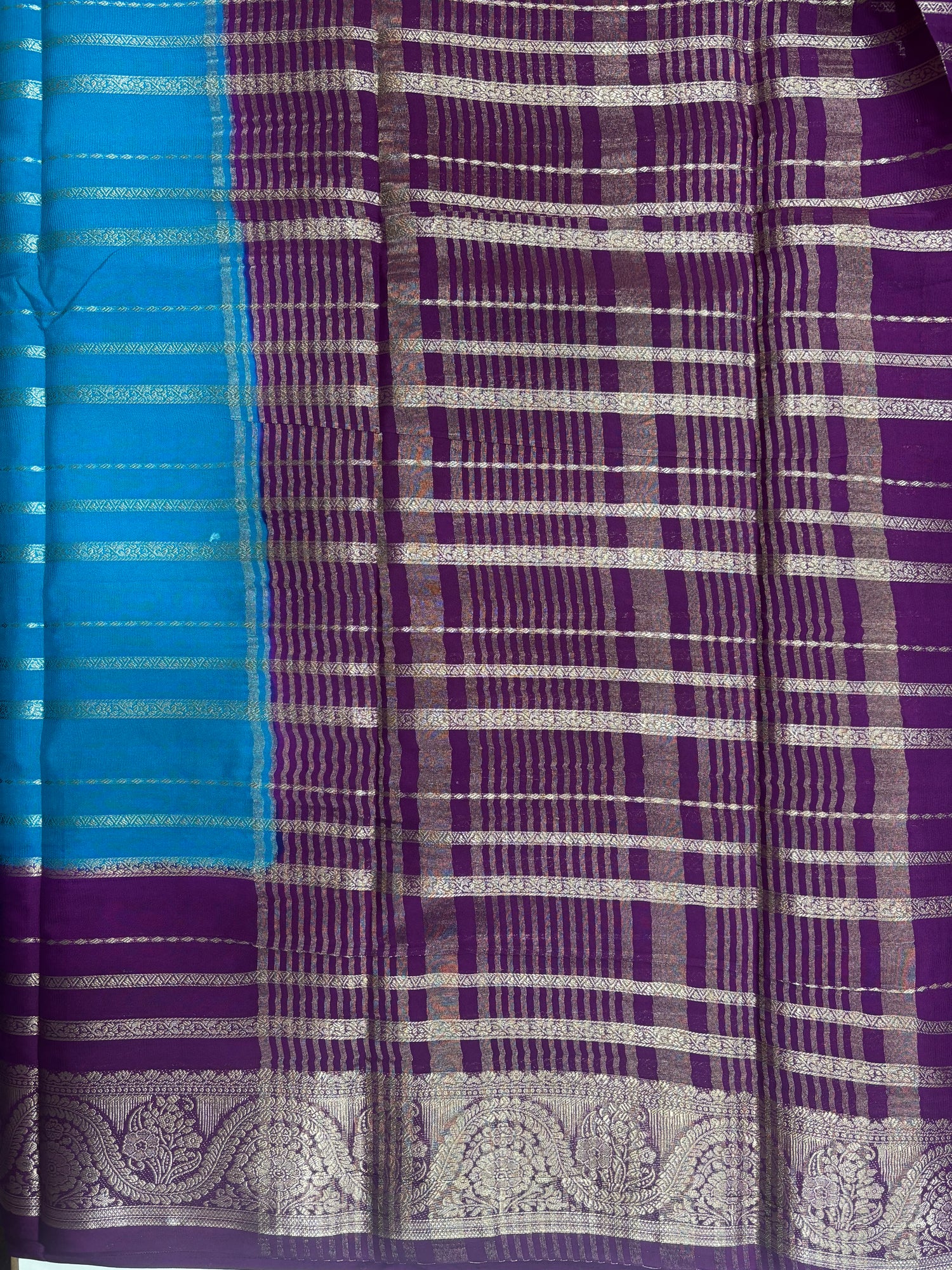Kadambari Fancy Horizontal Lines Semi Crepe Silk Saree (PT5347-6)