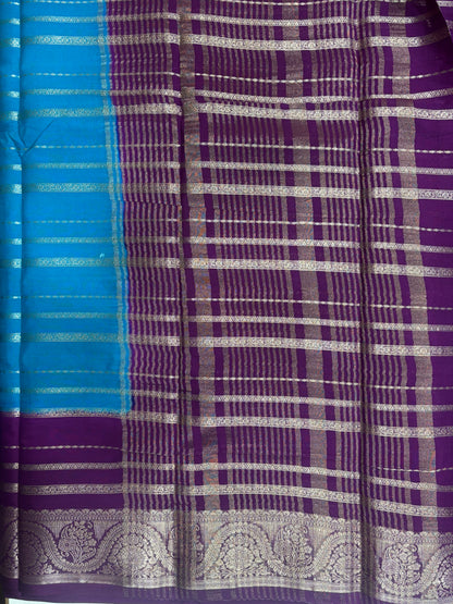 Kadambari Fancy Horizontal Lines Semi Crepe Silk Saree (PT5347-6)
