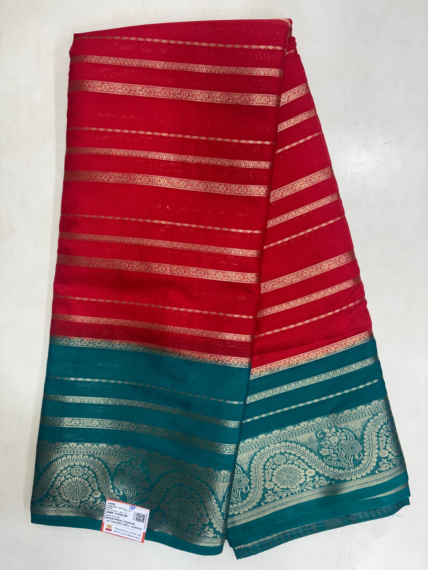 Kadambari Fancy Horizontal Lines Semi Crepe Silk Saree (PT5347-7)