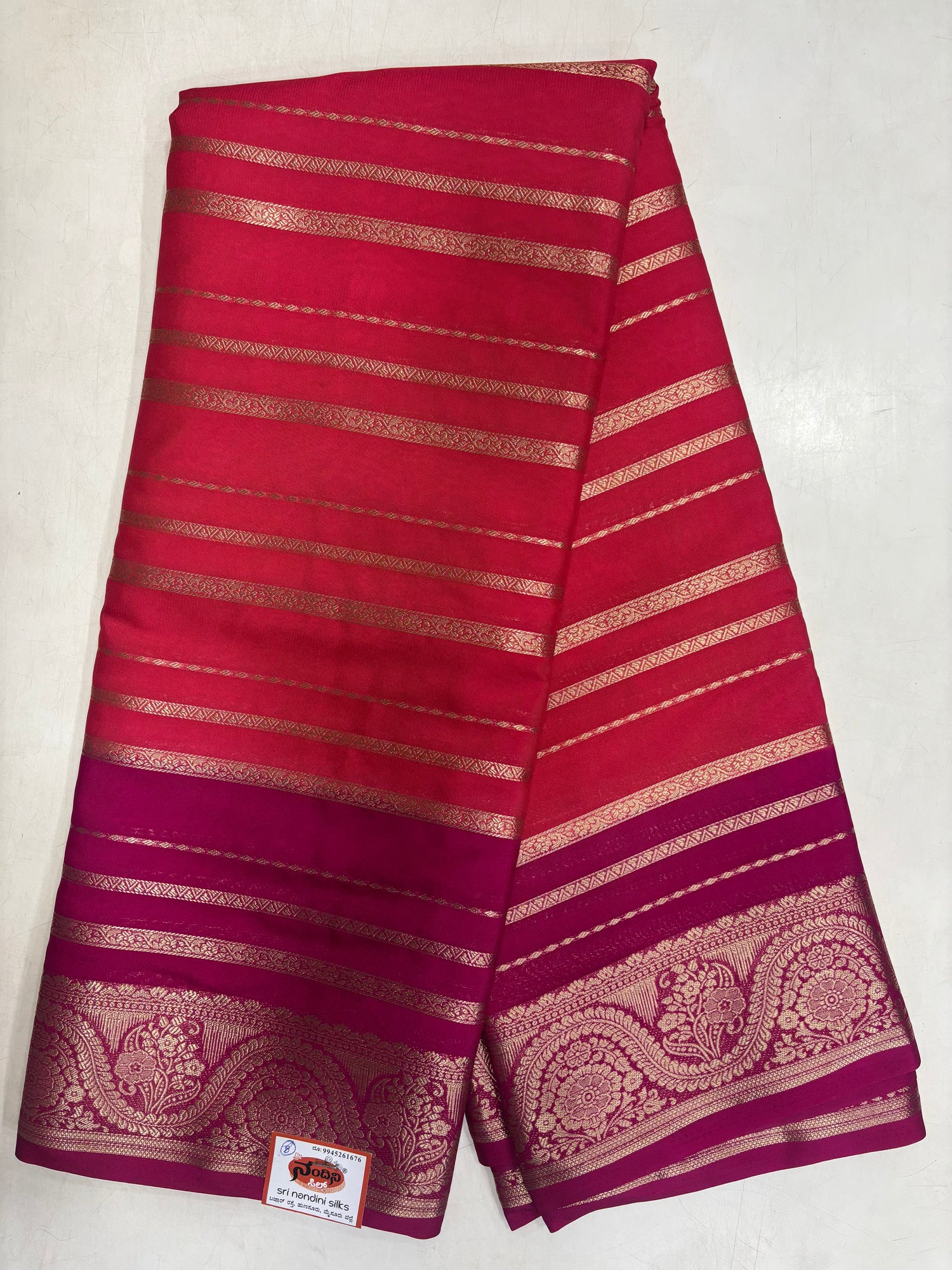 Kadambari Fancy Horizontal Lines Semi Crepe Silk Saree (PT5347-8)