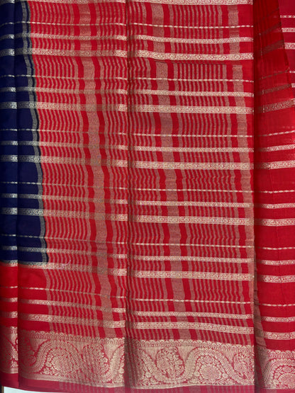 Kadambari Fancy Horizontal Lines Semi Crepe Silk Saree (PT5347-9)