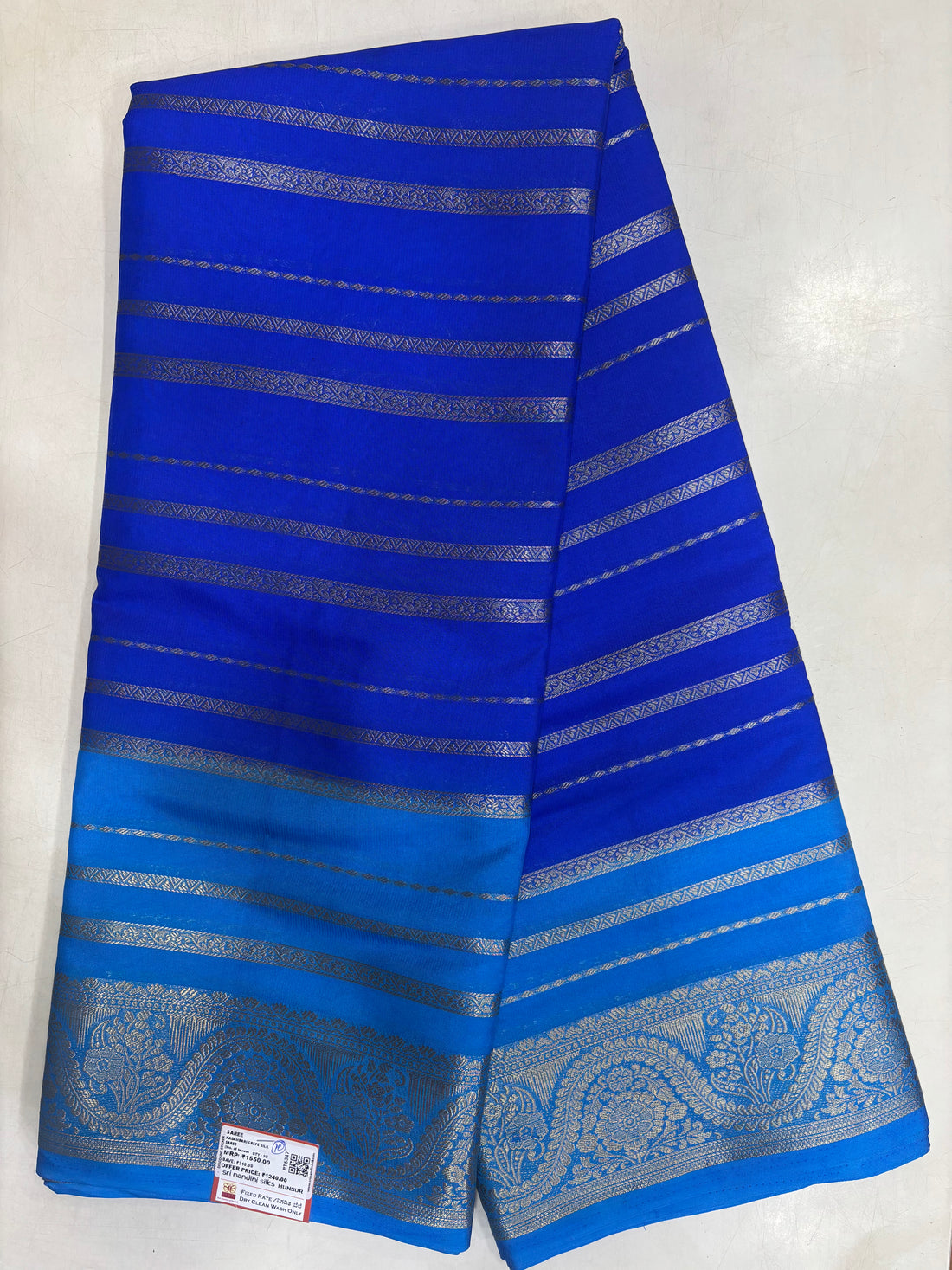 Kadambari Fancy Horizontal Lines Semi Crepe Silk Saree (PT5347-10)