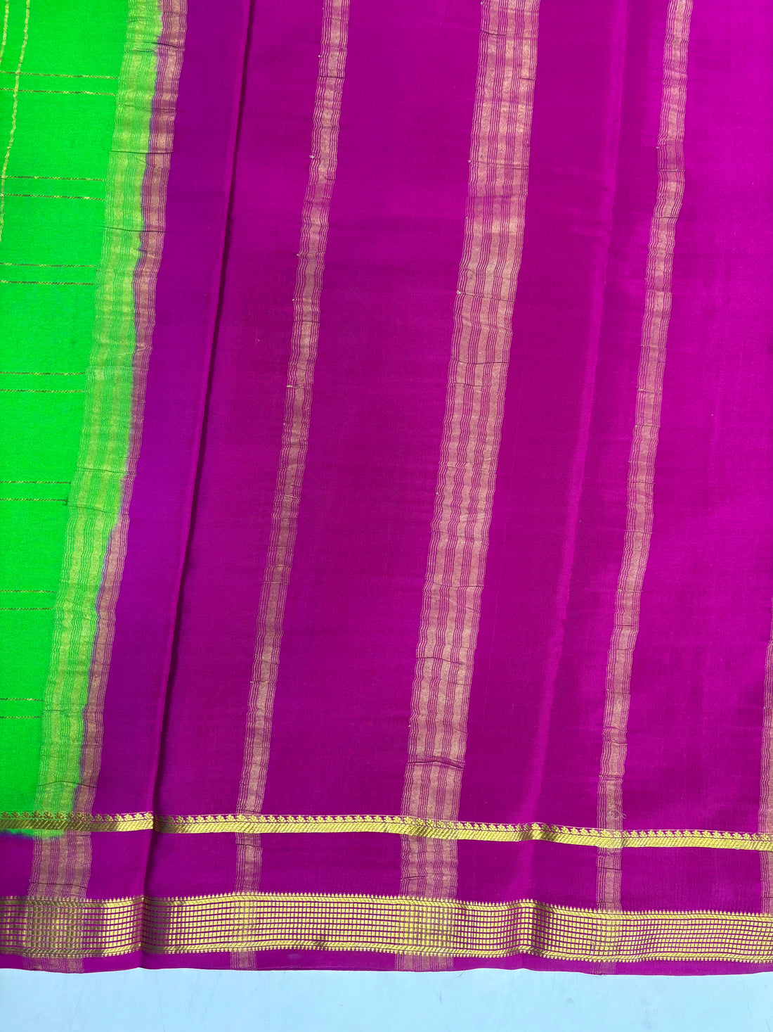 Pure Crepe Silk Chex Saree With Silk Mark (574)