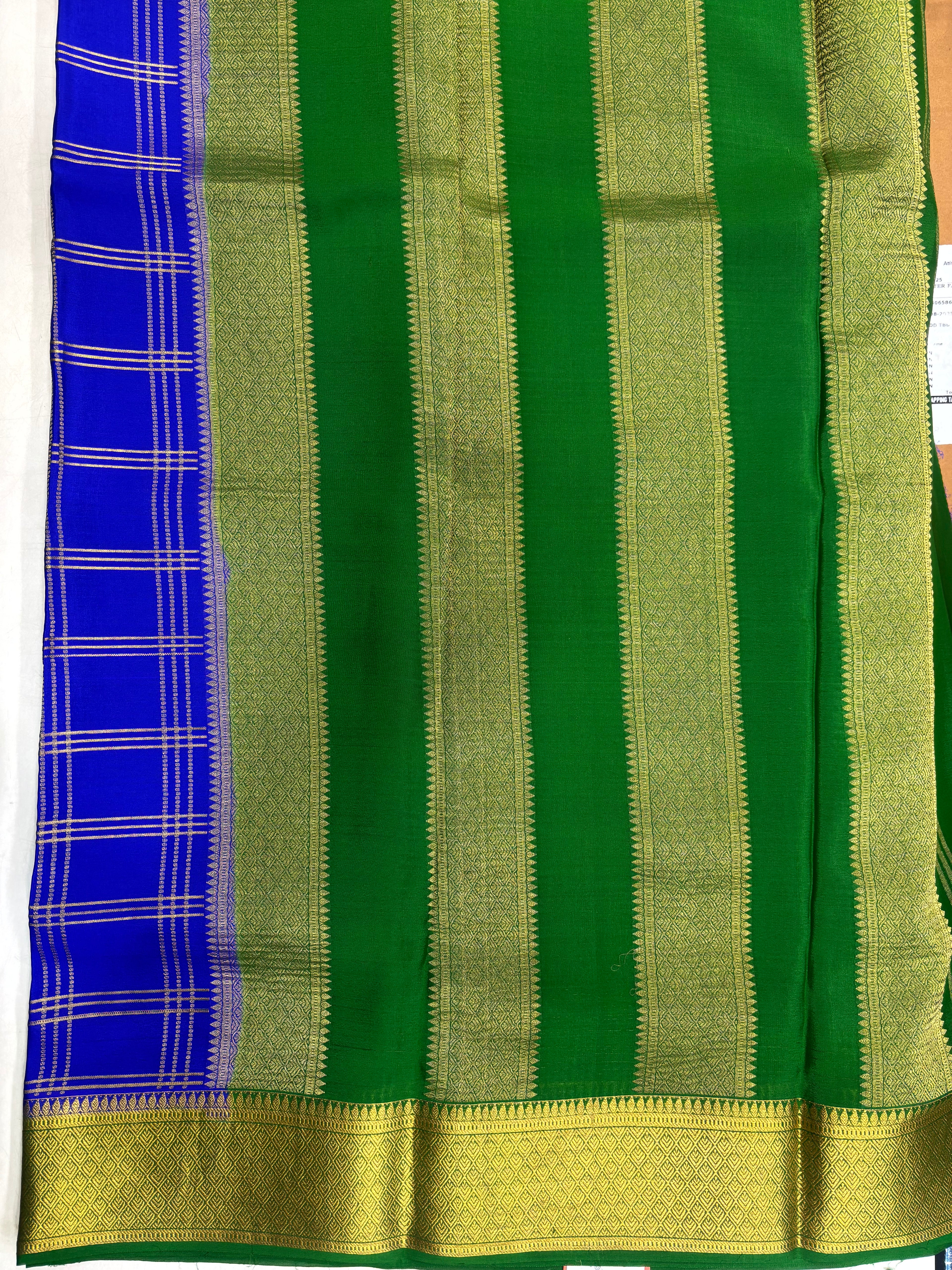 Pure Crepe Silk Chex Saree With Silk Mark (1981)