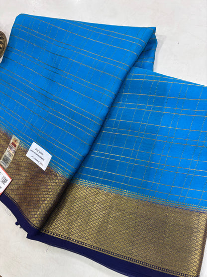Pure Crepe Silk Chex Saree With Silk Mark (1985)