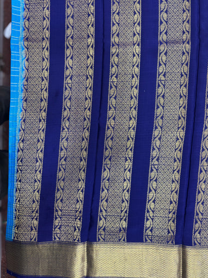 Pure Crepe Silk Chex Saree With Silk Mark (1985)