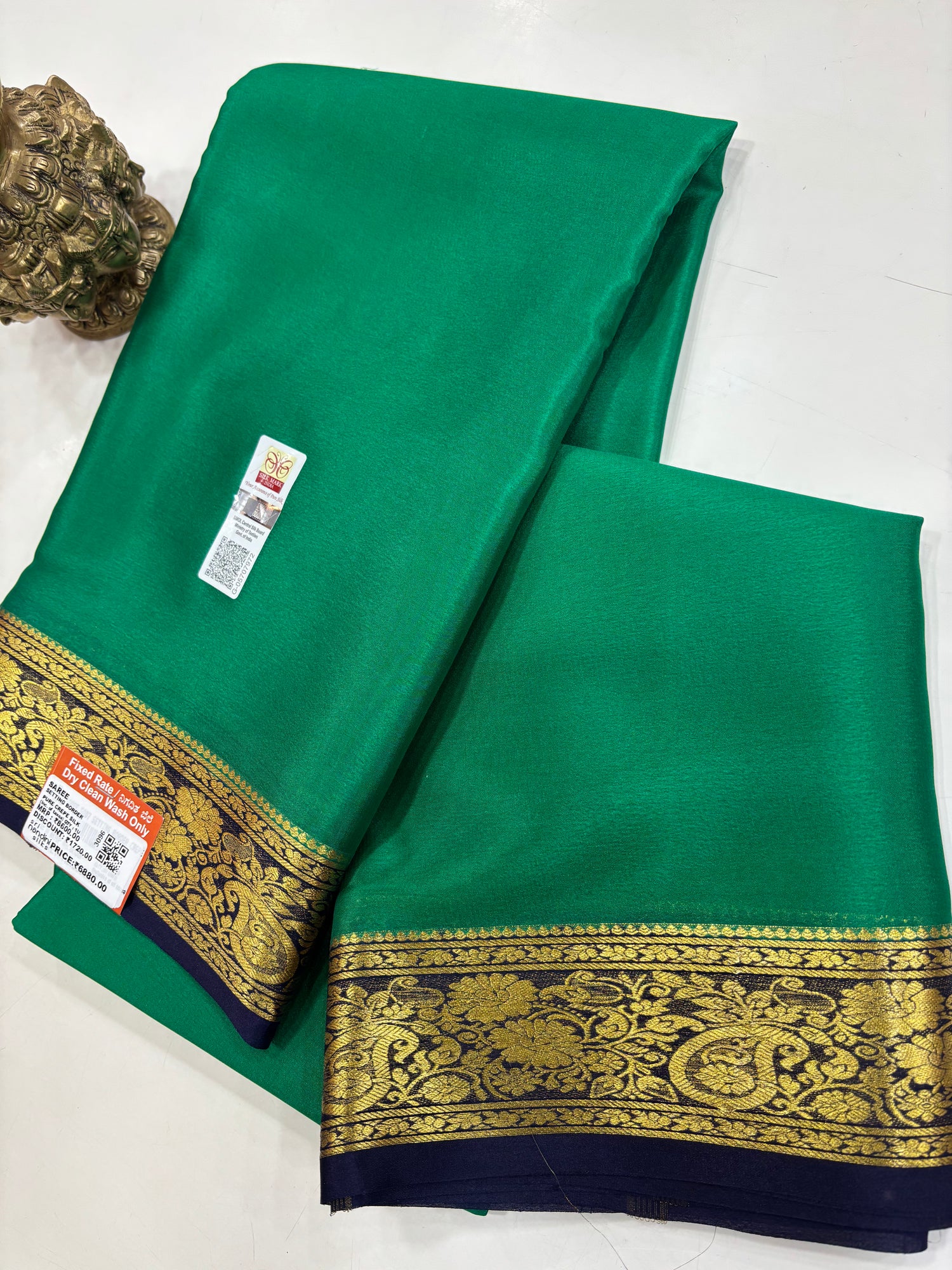 Pure Crepe Silk Saree With Silk Mark (3096)