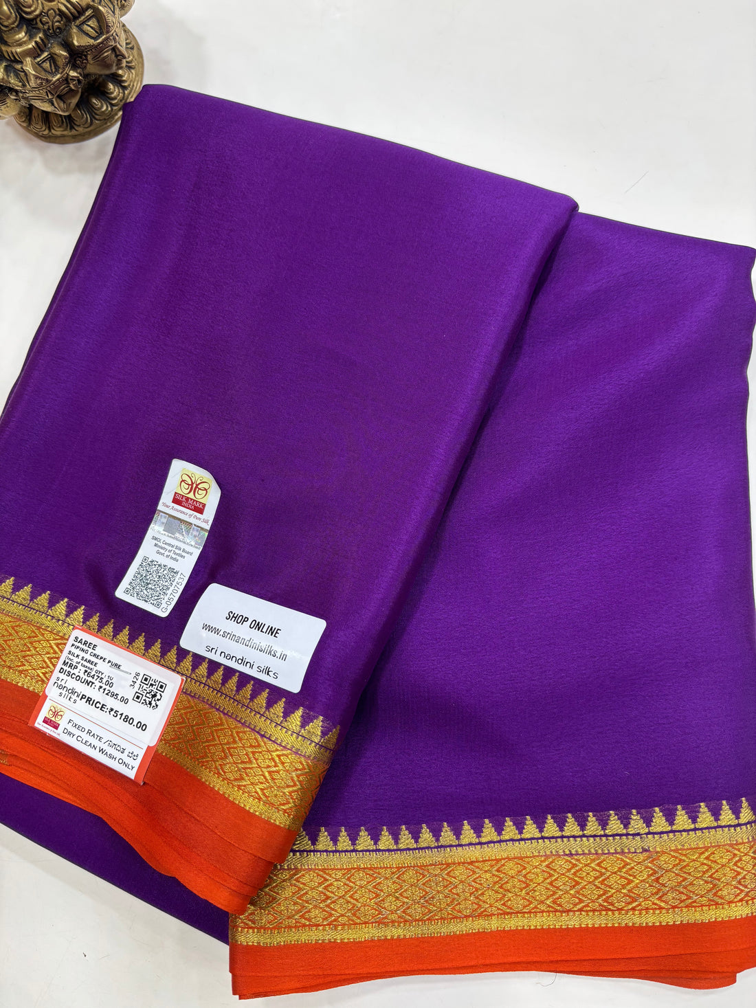 Pure Crepe Silk Saree With Silk Mark (3426)